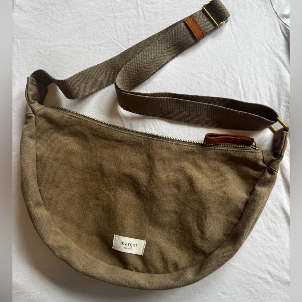 margot Olive Green Canvas Crossbody Bag